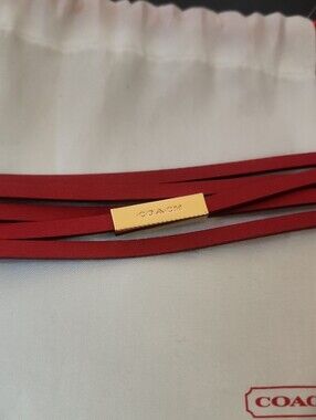 Coach Red Multi-Strap Leather Bracelet with Gold Hardware Euc